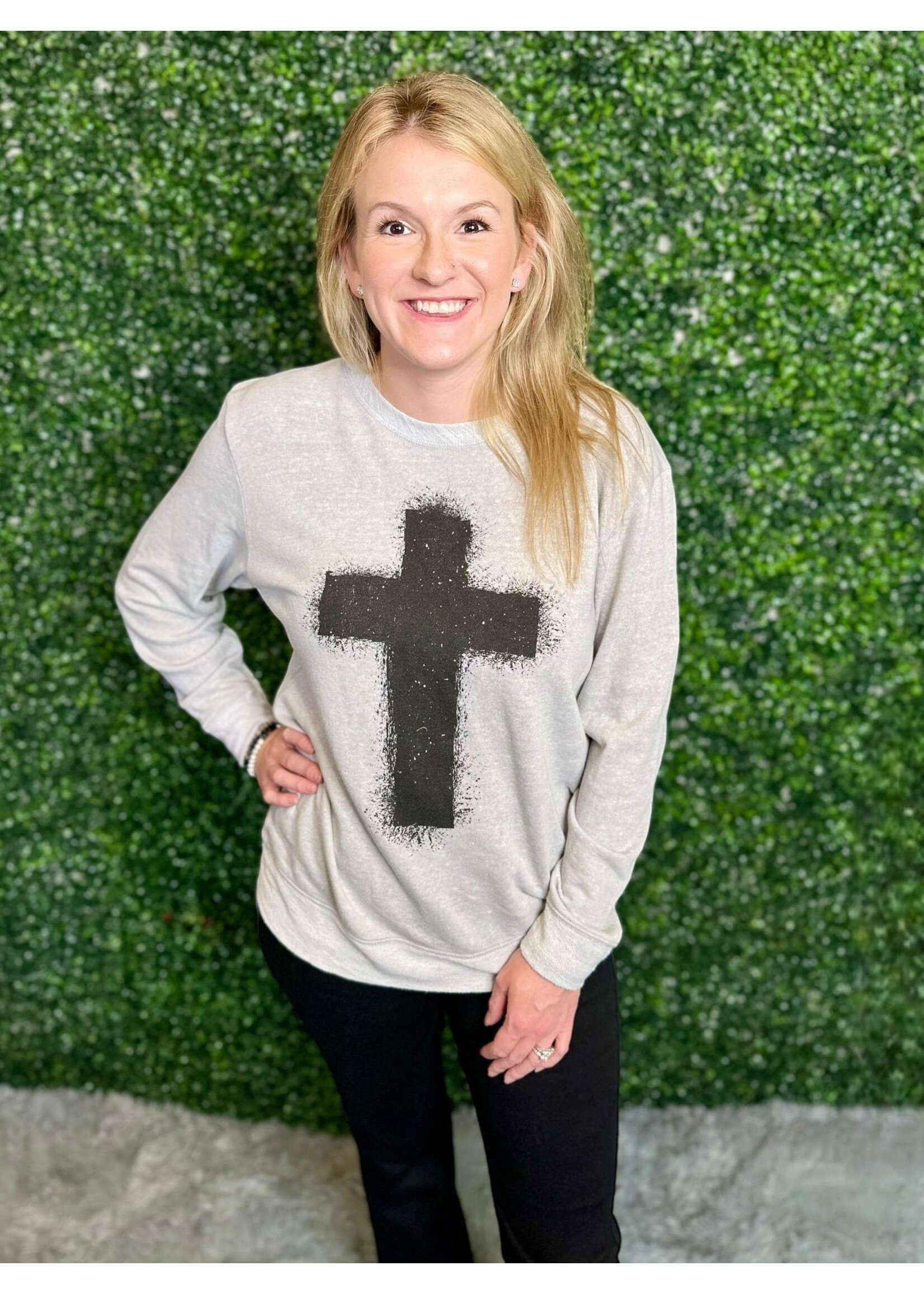 Oliver And Otis Heather Gray Cross French Terry Sweatshirt