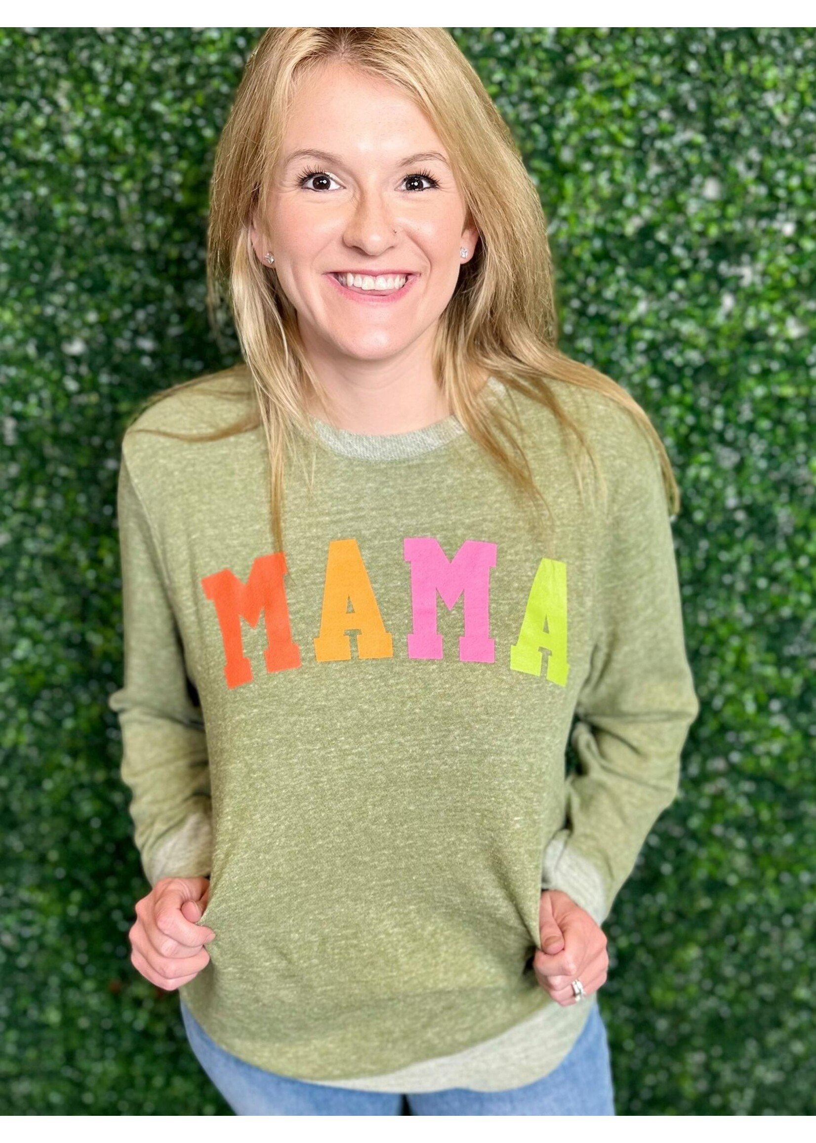 Oliver And Otis Olive Green "MAMA" French Terry Sweatshirt