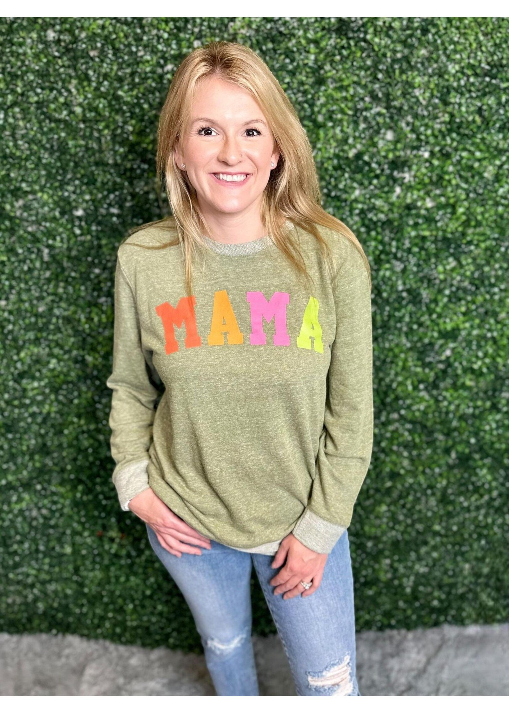 Oliver And Otis Olive Green "MAMA" French Terry Sweatshirt