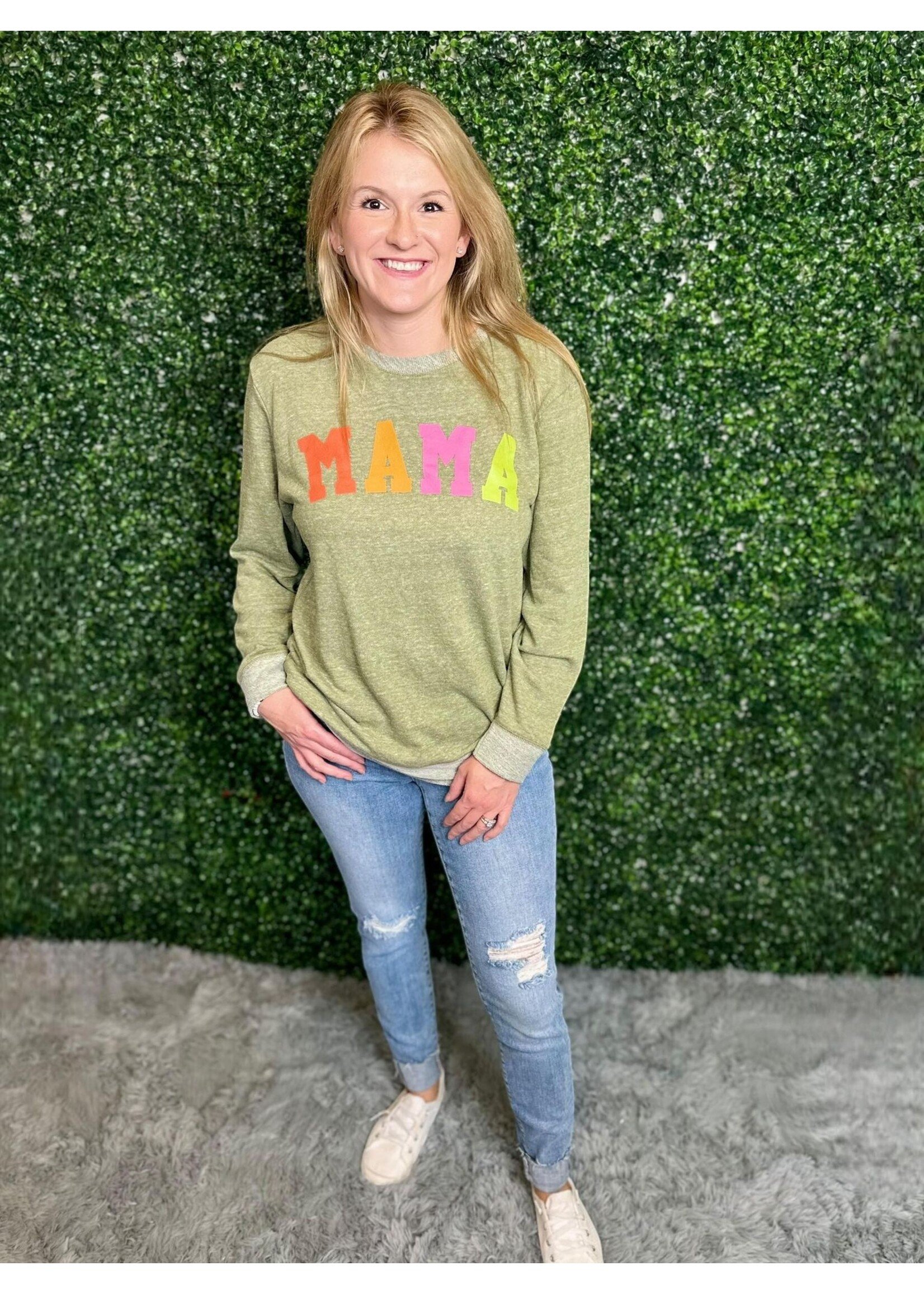 Oliver And Otis Olive Green "MAMA" French Terry Sweatshirt