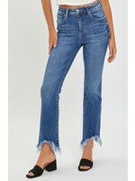 Risen High Rise Crop  Bootcut Fray Hem Jeans