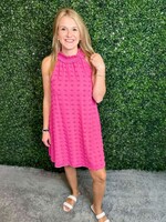 Fuchsia Smocked Halter Neck Dress