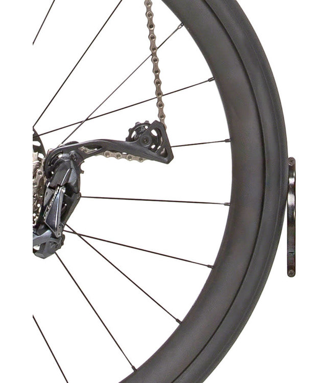 Feedback Sports Velo Hinge Pivoting Wall Hook - 1-Bike, Wall Mounted, Up to 2.4" Tire,  Black