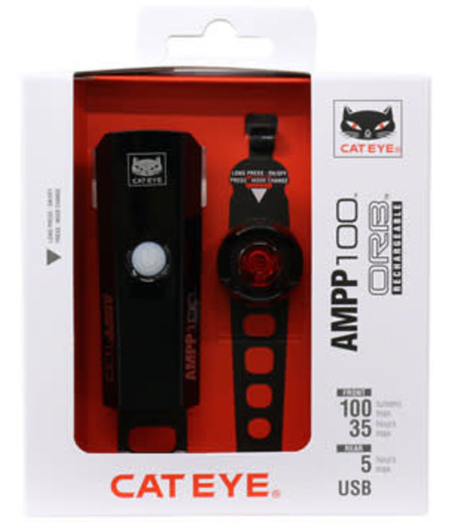 CatEye AMPP100 ORB Headlight/Taillight Set - Rechargeable Black