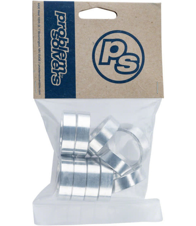 Problem Solvers Headset Stack Spacer - 28.6 10mm Aluminum Silver Bag of 10