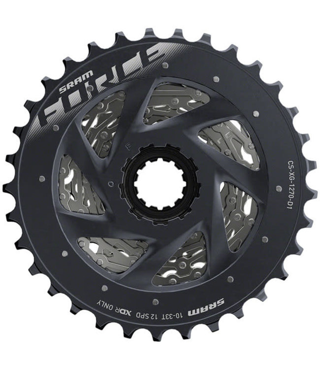 SRAM Force AXS XG-1270 Cassette - 12-Speed, 10-33t, Silver, For XDR Driver Body, D1