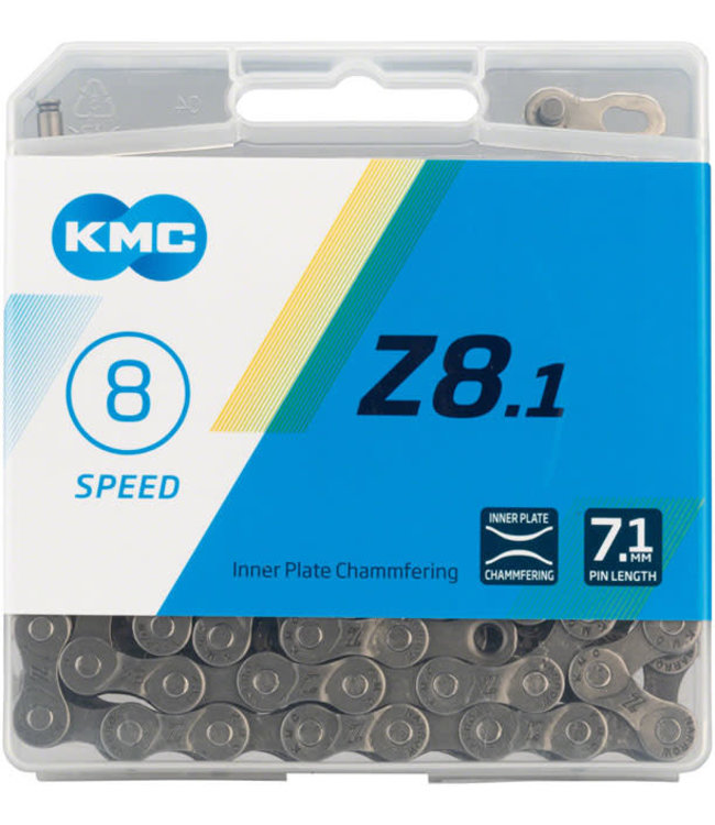 KMC Z8.1 Chain - 8-Speed, 116 Links, Gray