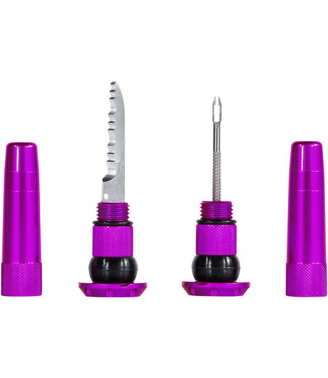 Muc-Off Stealth Tubeless Puncture Plugs Tire Repair Kit - Bar-End Mount, Purple, Pair