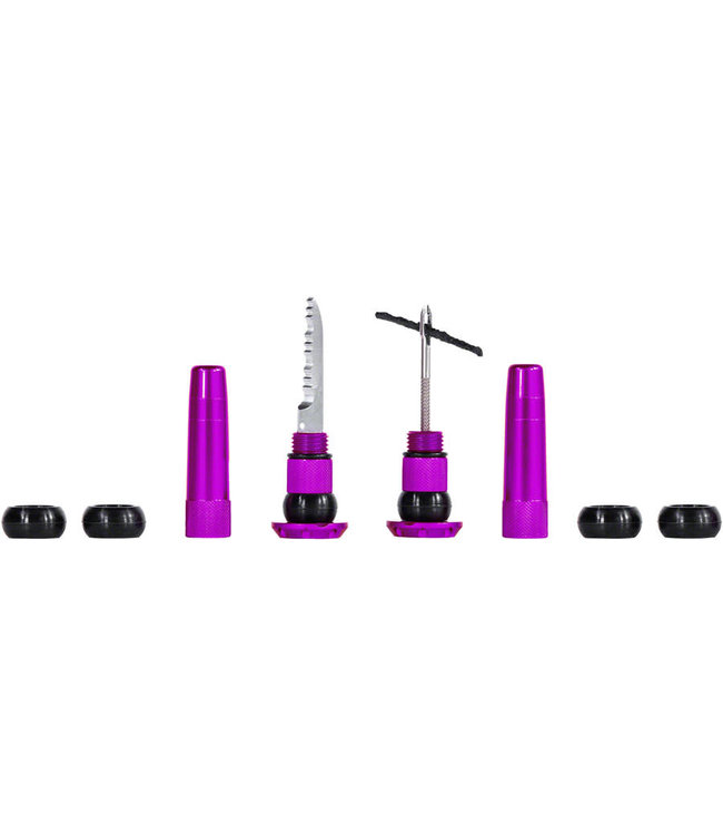 Muc-Off Stealth Tubeless Puncture Plugs Tire Repair Kit - Bar-End Mount, Purple, Pair