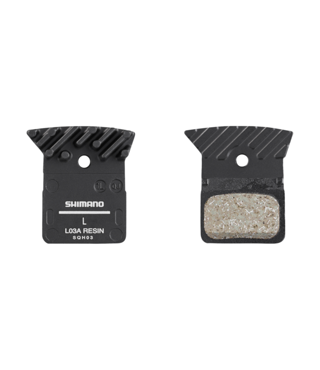 Shimano L05A-RF Disc Brake Pad and Spring - Resin Compound, Finned Alloy Back Plate, One Pair