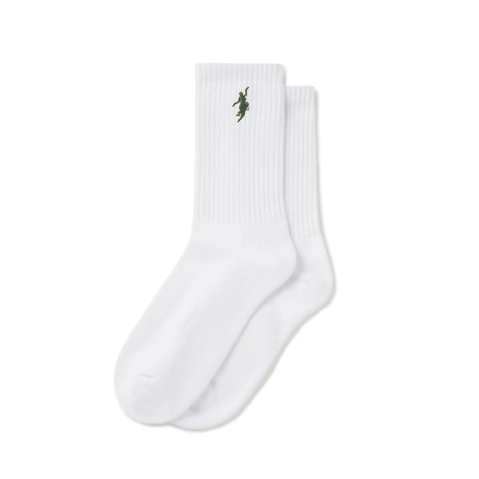Polar Polar Rib Socks (No Comply) White/Amy Green- 35-38