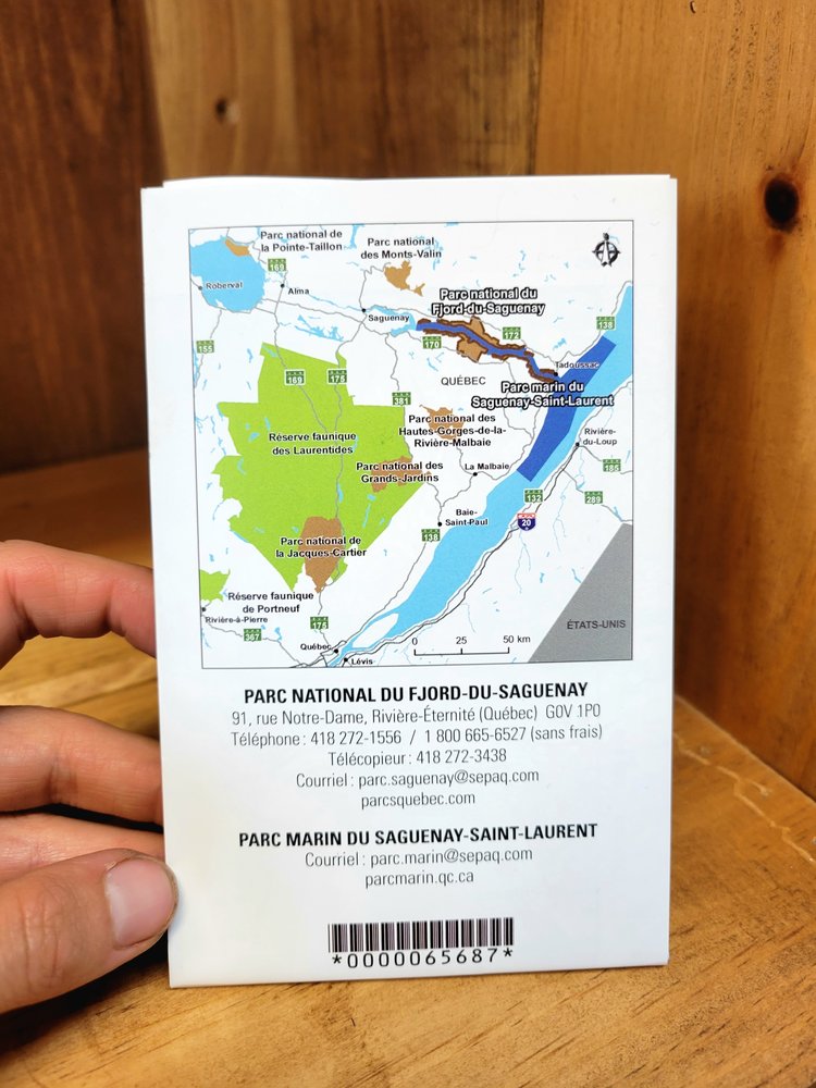 Carte de kayak-camping du Parc national du Fjord-du-Saguenay