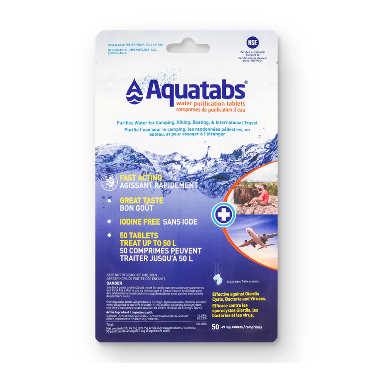 Aquatabs Comprimés de purification d'eau 1L Aquatabs paquet de 50