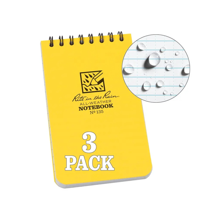 Rite in the rain Carnet à spirales résistant aux intempéries 3X5 Jaune  (paquet de 3) Universel
