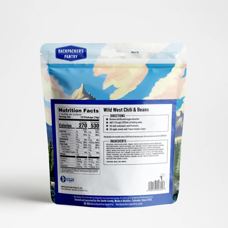 Backpacker's Pantry Chili et haricots des pionniers de l'Ouest