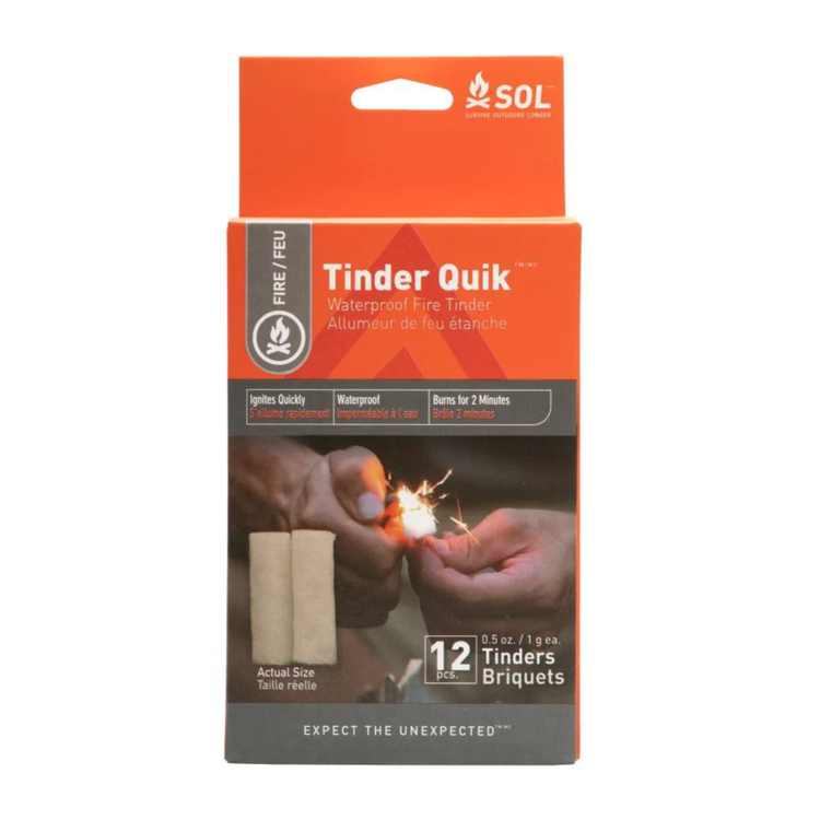 Survive Outdoors Longer (SOL) Allumeur de feu étanche Tinder Quik™ (12 pcs)