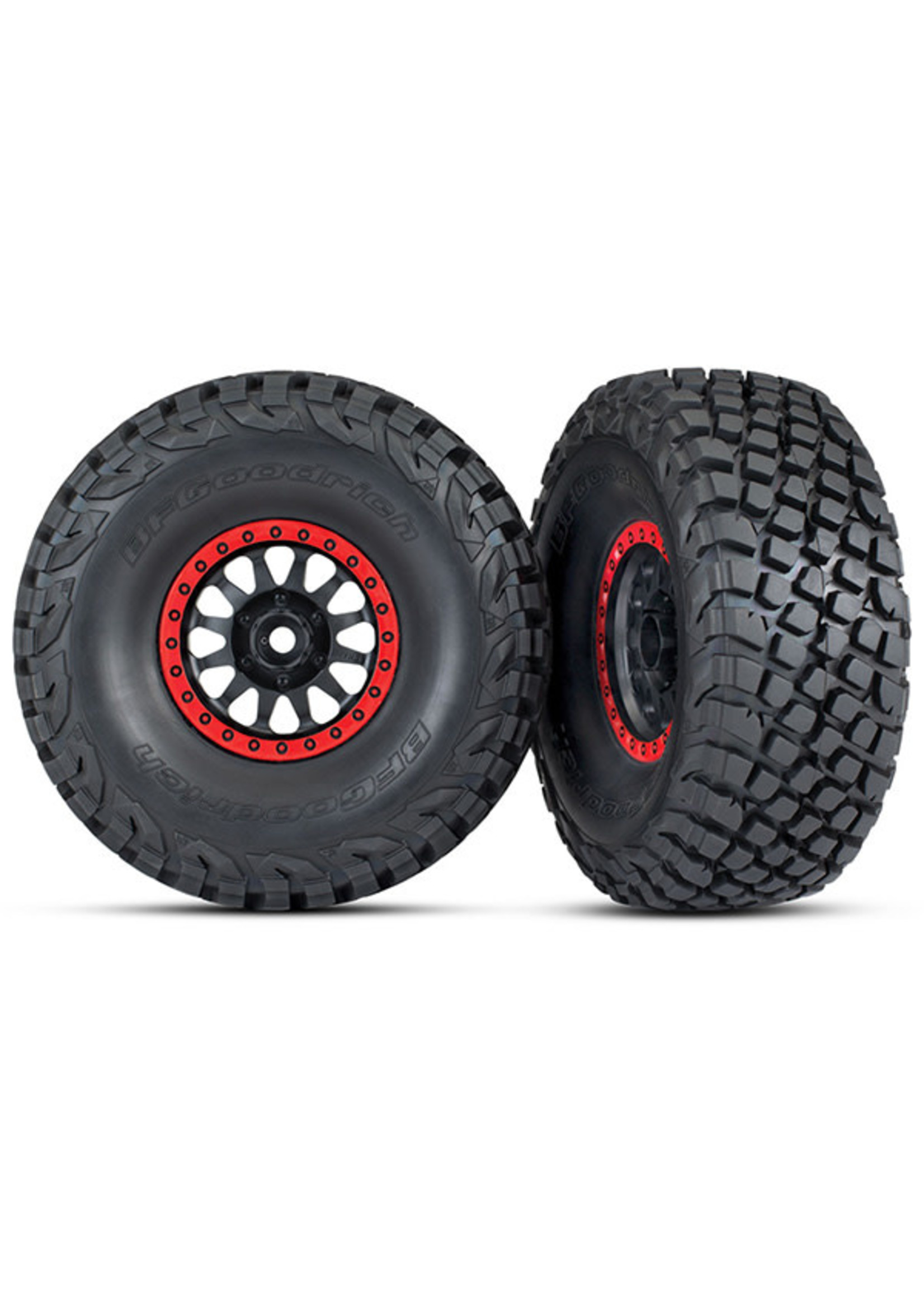 Traxxas 8474 Tires and wheels, assembled, glued (Method Race Wheels, black with red beadlock, BFGoodrich Baja KR3 tires) (2)