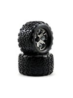 Traxxas Tires & wheels, assembled, glued (2.8') (All-Star black chrome wheels, Talon tires, foam inserts) (nitro rear/ electric front) (2) (TSM rated)