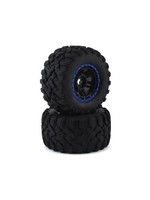 Traxxas Tires & wheels, assembled, glued (black, blue beadlock style wheels, Maxx MT tires, foam inserts) (2) (17mm splined) (TSM rated)