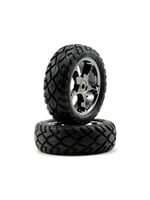 Traxxas Tires & wheels, assembled (Tracer 2.2' black chrome wheels, Anaconda 2.2' tires with foam inserts) (2) (Bandit front)