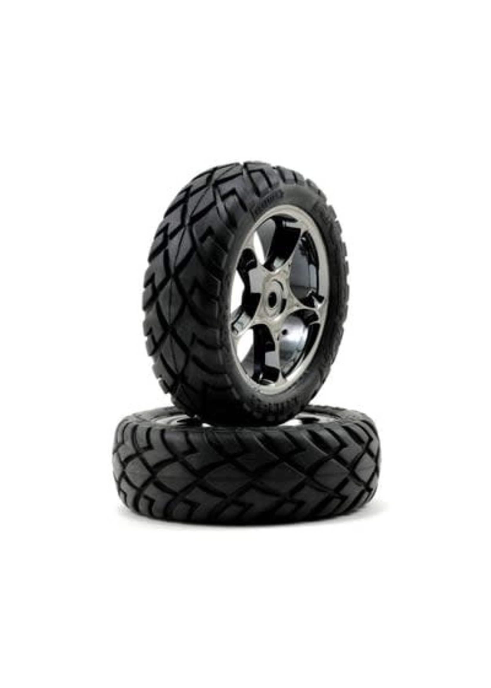 Traxxas 2479A Tires & wheels, assembled (Tracer 2.2' black chrome wheels, Anaconda 2.2' tires with foam inserts) (2) (Bandit front)