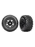 Traxxas Tires and wheels, assembled, glued (3.8" black wheels, Sledgehammer® tires, foam inserts) (2)