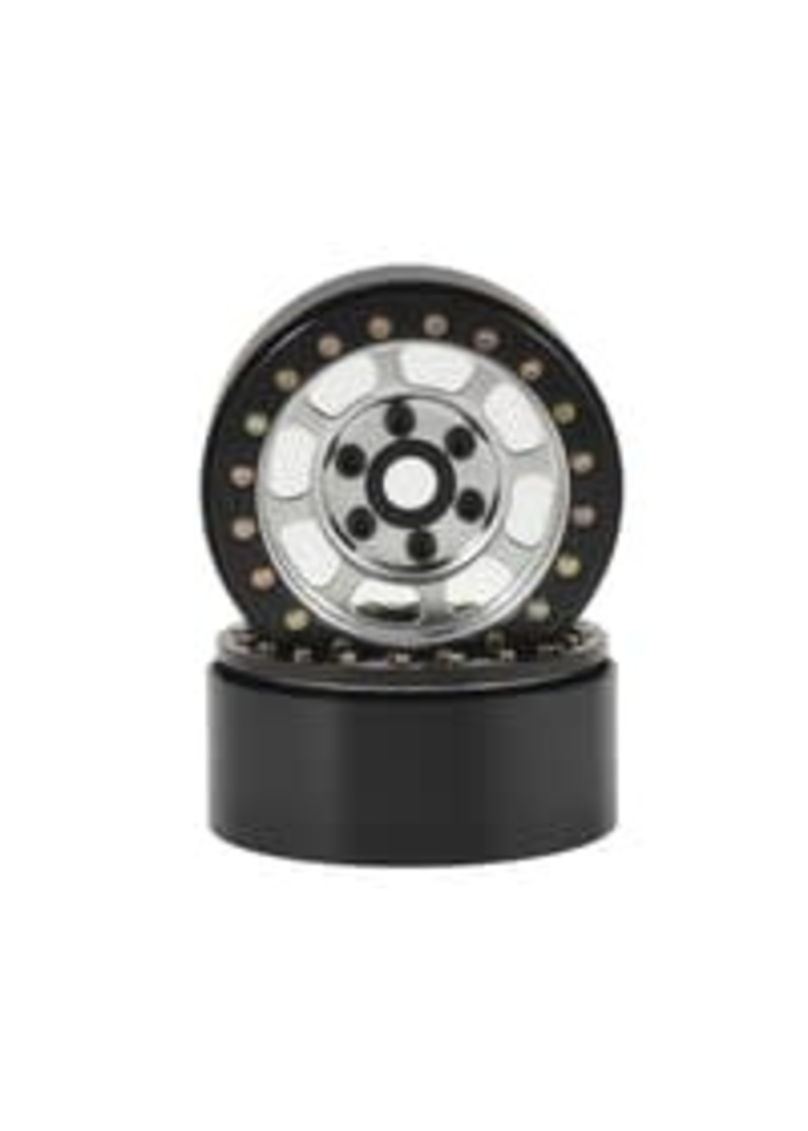 SSD SSD00079 SSD RC Trail 1.9 Steel Beadlock Crawler Wheels (Silver) (2)