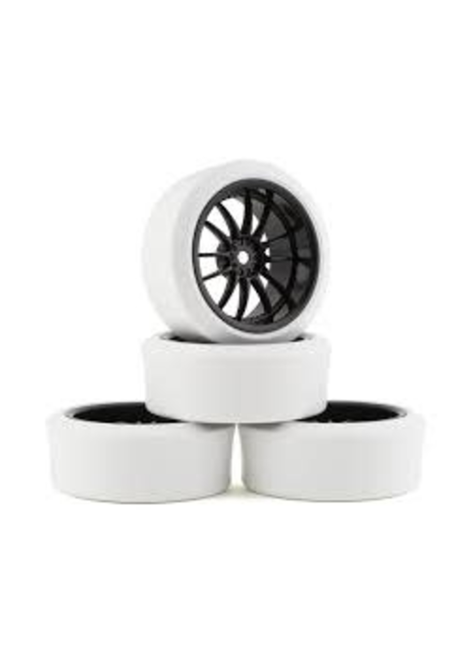 Firebrand RC FBR1WHECHR514 Firebrand RC Char XDR3 Pre-Mounted Drift Tires (4) (Black/White) w/Blizzard Tires, 12mm Hex & 3mm Offset