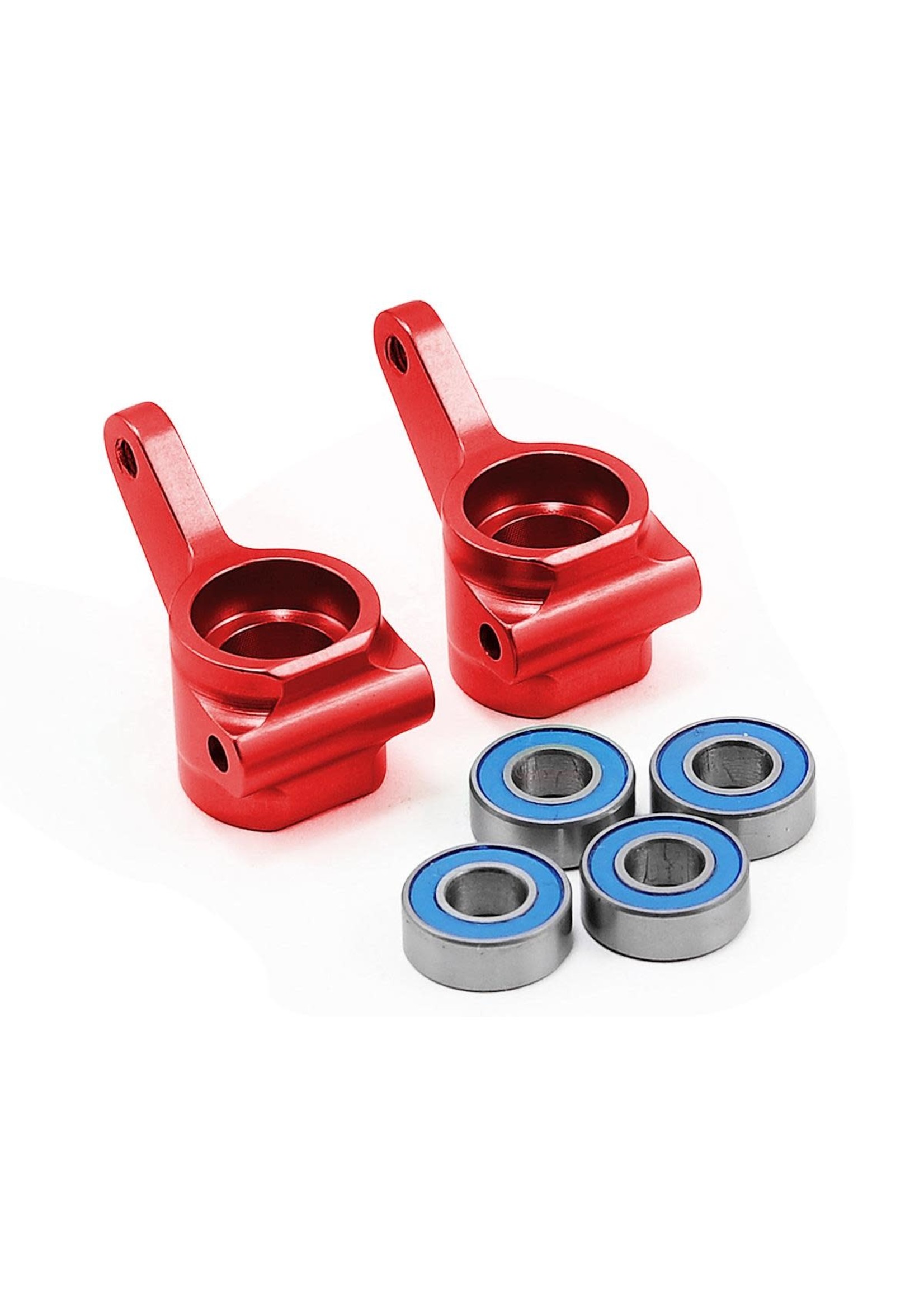 Traxxas 3636X Steering blocks, Rustler /Stampede /Bandit (2), 6061-T6 aluminum (red-anodized)/ 5x11mm ball bearings (4)