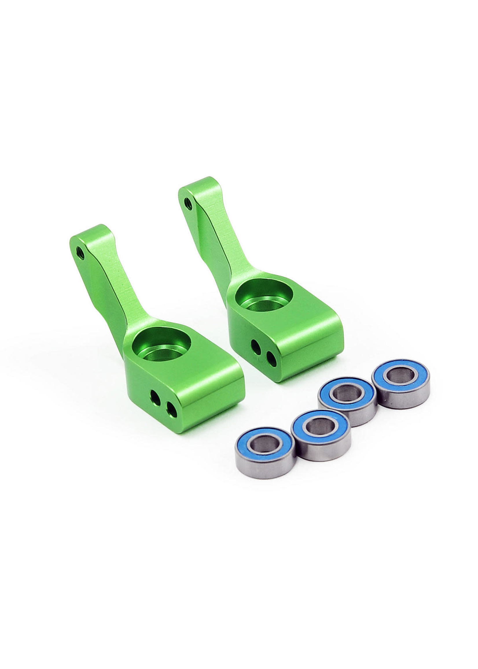 Traxxas 3652G Stub axle carriers, Rustler®/Stampede®/Bandit® (2), 6061-T6 aluminum (green-anodized)/ 5x11mm ball bearings (4)