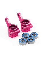 Traxxas Steering blocks, Rustler /Stampede /Bandit (2), 6061-T6 aluminum (pink-anodized)/ 5x11mm ball bearings (4)
