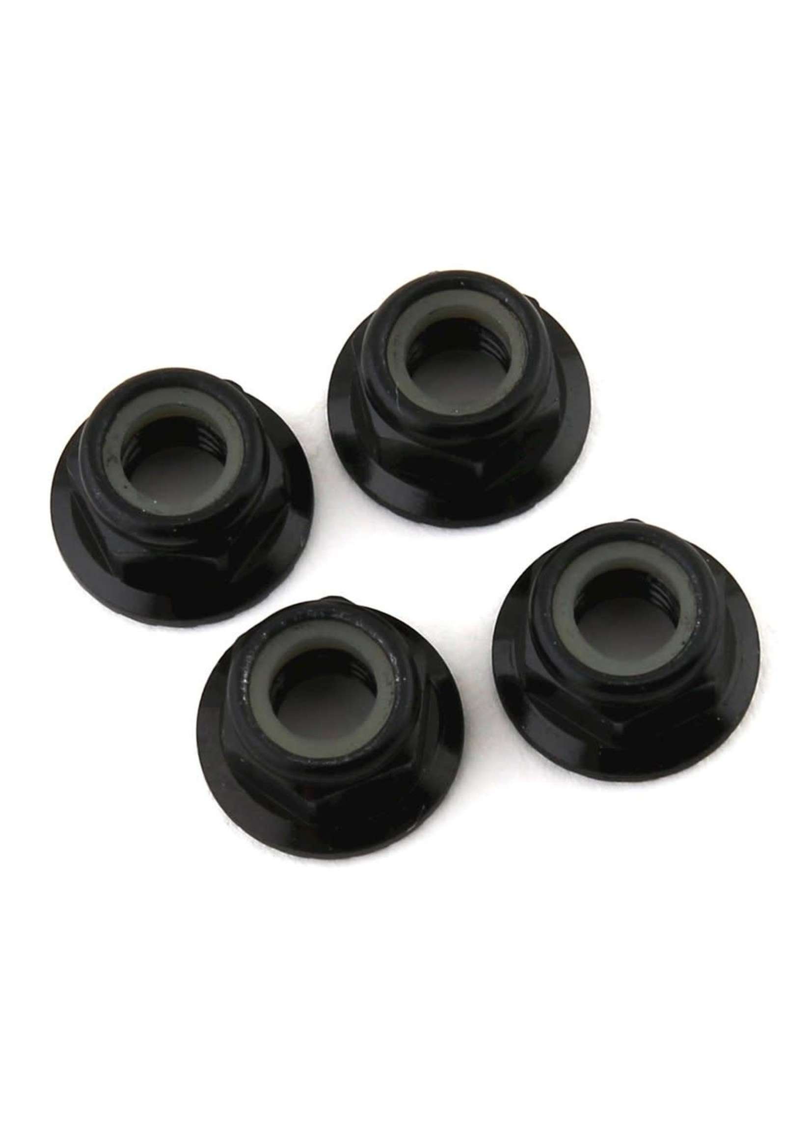 Traxxas 8447A Nuts, 5mm flanged nylon locking (aluminum, black-anodized, serrated) (4)