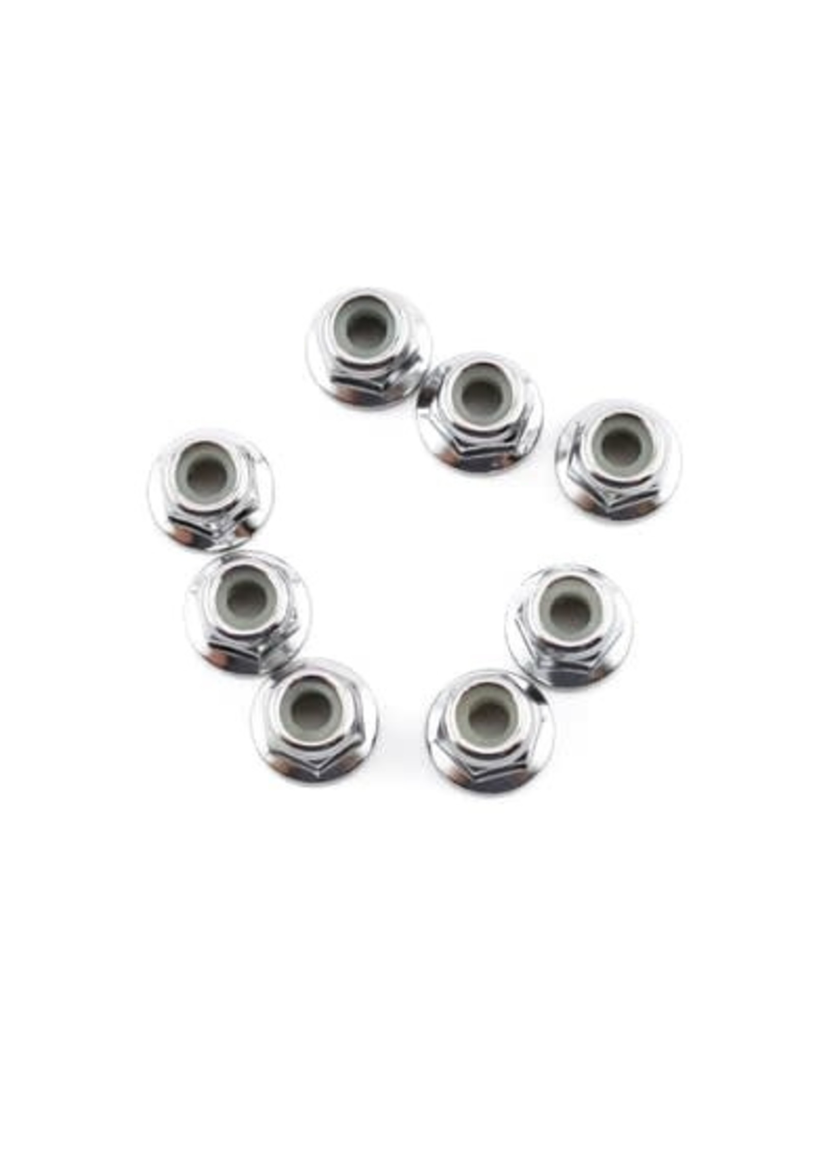 Traxxas 3647 Nuts, 4mm flanged nylon locking (steel, serrated) (8)