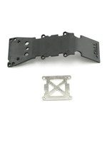 Traxxas Skidplate, front plastic (black)/ stainless steel plate