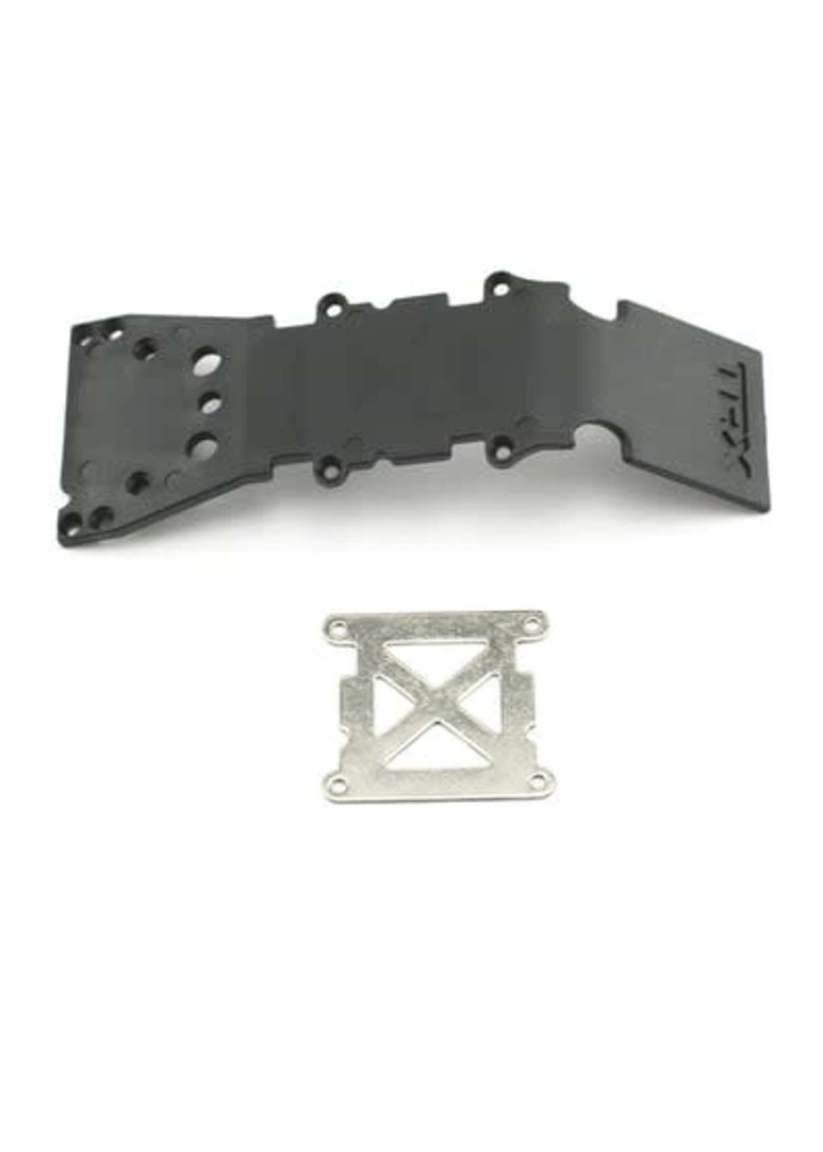 Traxxas 4937 Skidplate, front plastic (black)/ stainless steel plate