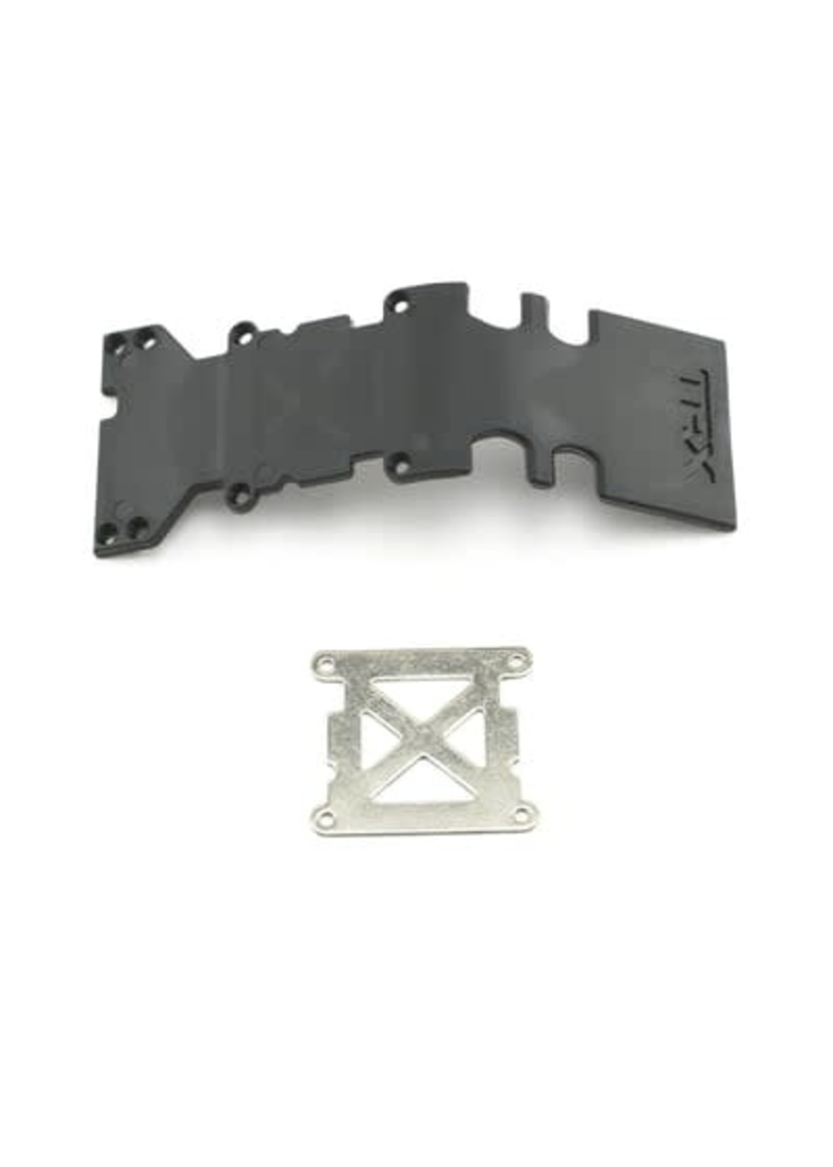 Traxxas 4938 Skidplate, rear plastic (black)/ stainless steel plate