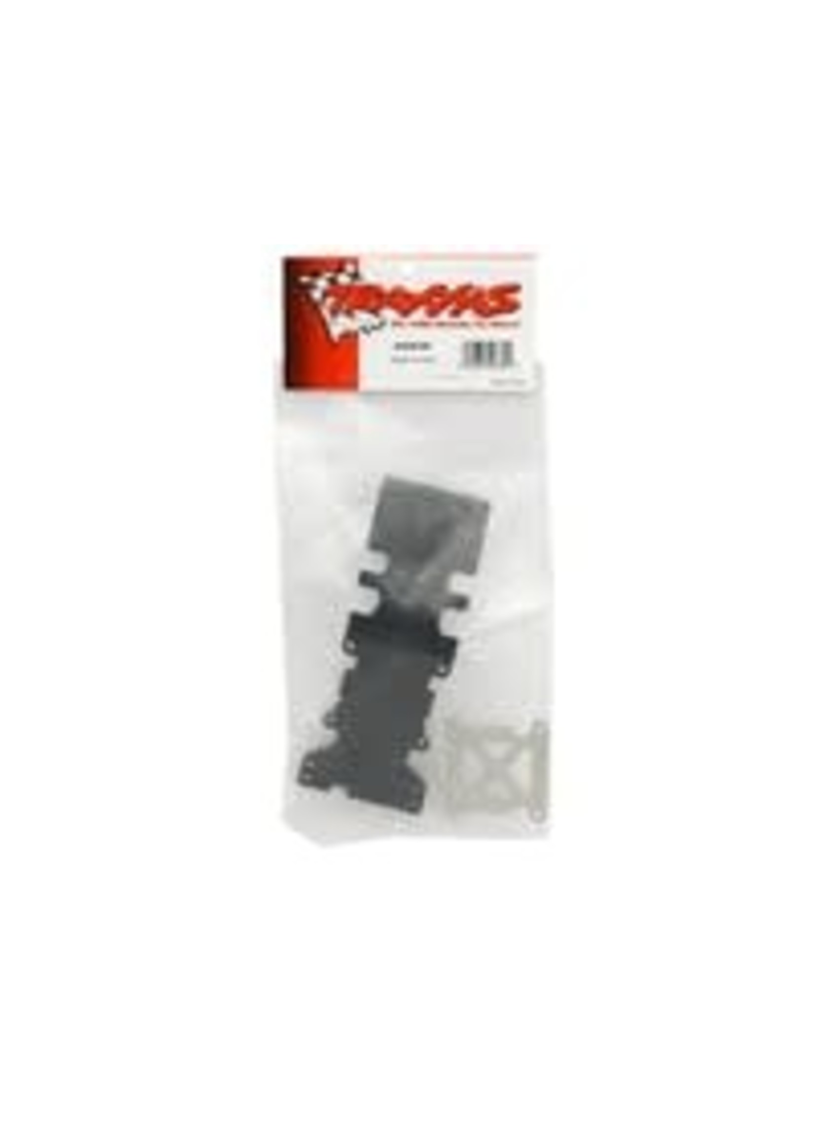 Traxxas 4938 Skidplate, rear plastic (black)/ stainless steel plate