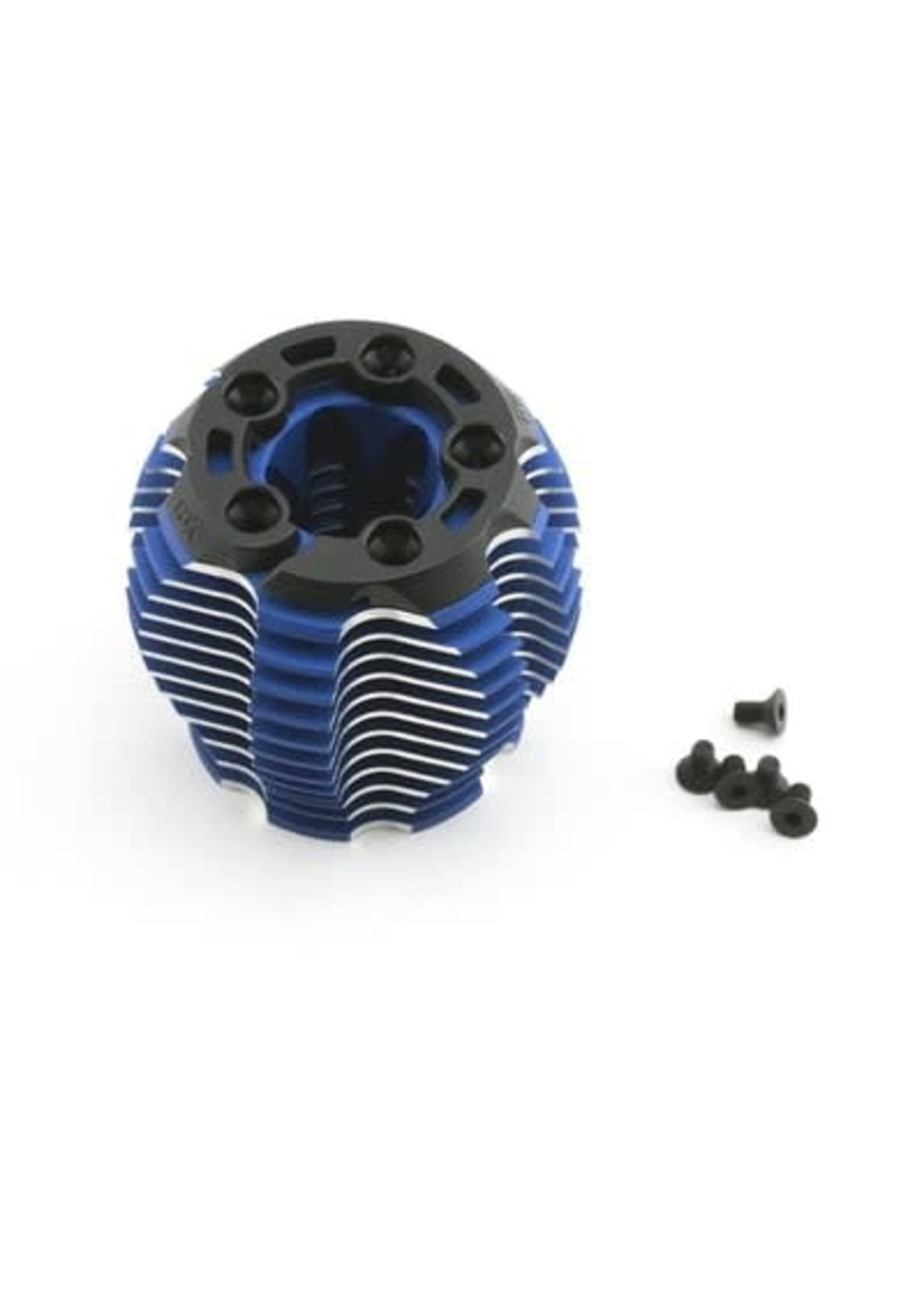 Traxxas 5238R Cooling head, PowerTune (machined aluminum, blue-anodized) (TRX 3.3), head protector (1), 3x6mm CCS (5)