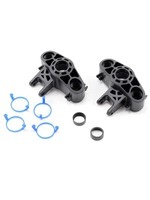 Traxxas Axle carriers, left & right (1 each) (use with larger 6x13mm ball bearings)/ bearing adapters (for 6x12mm ball bearings) (2)/ dust boot retainers (4)