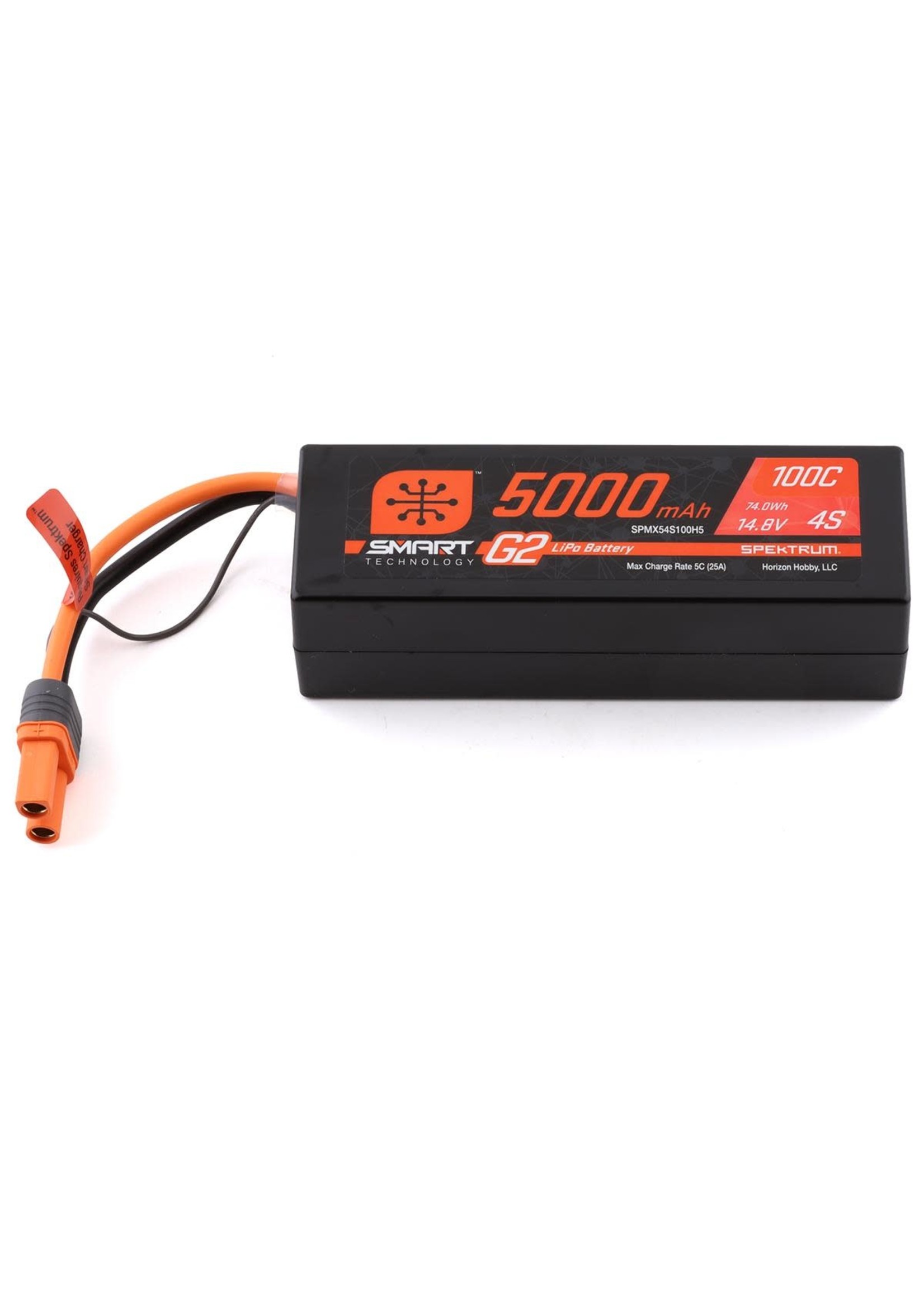Spektrum SPMX54S100H5 Spektrum 14.8V 5000mAh 4S 100C Smart G2 Hardcase LiPo Battery: IC5