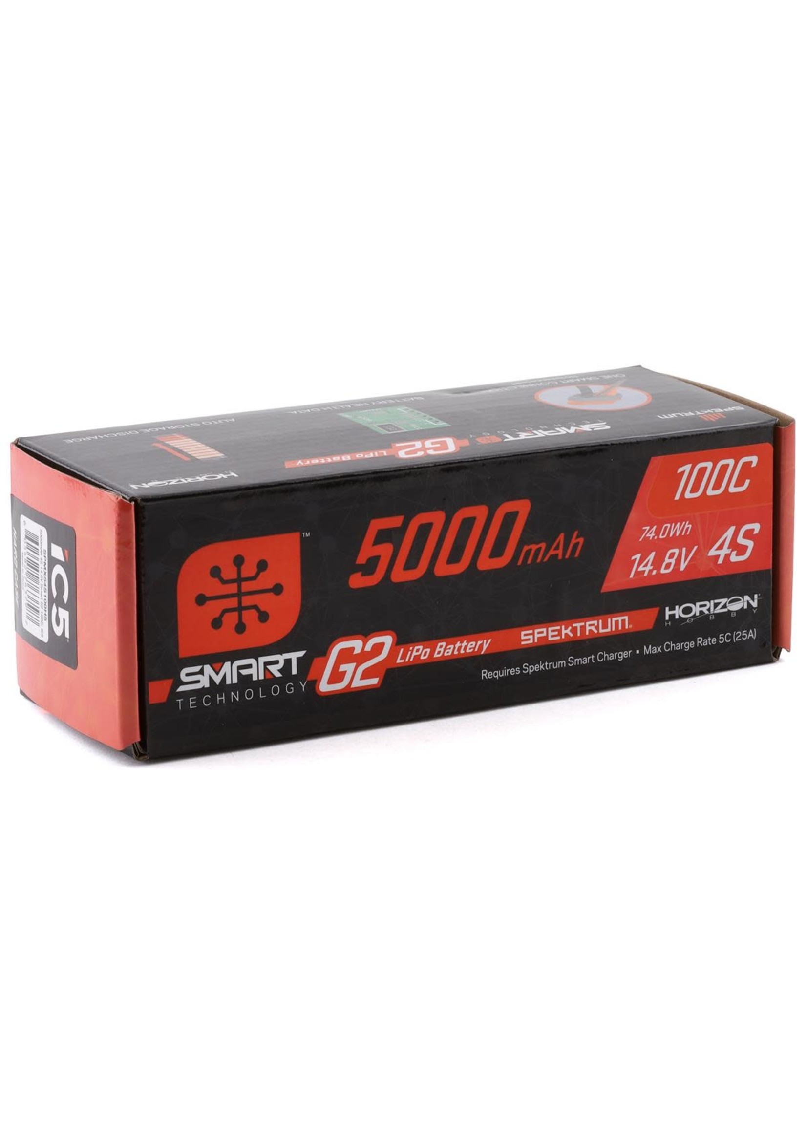 Spektrum SPMX54S100H5 Spektrum 14.8V 5000mAh 4S 100C Smart G2 Hardcase LiPo Battery: IC5