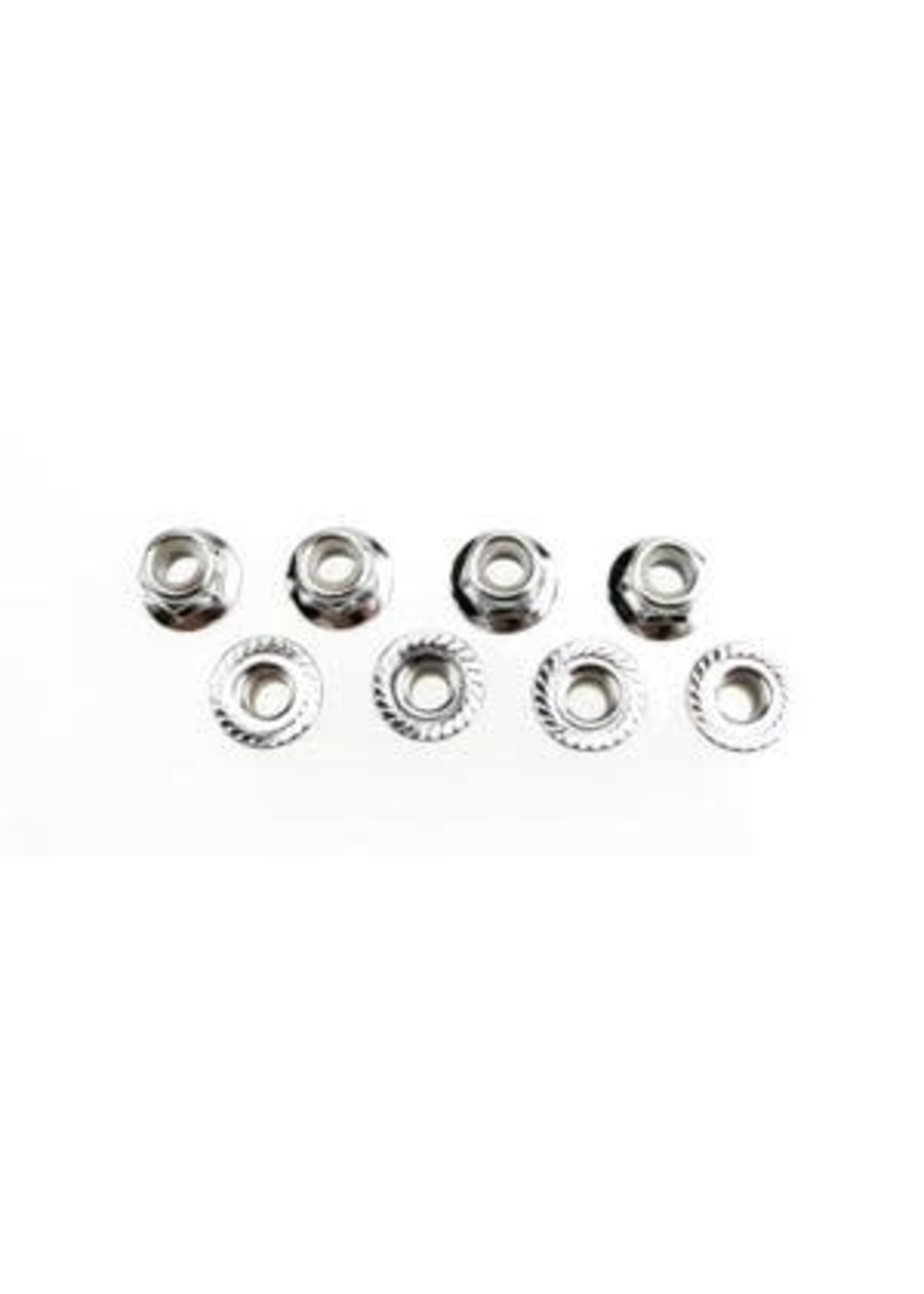 Traxxas 5147X Nuts, 5mm flanged nylon locking (steel, serrated) (8)