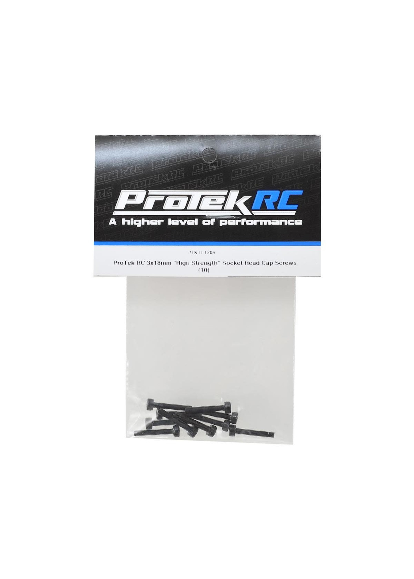 ProTek RC PTK-H-1208 ProTek RC 3x18mm "High Strength" Socket Head Cap Screws (10)