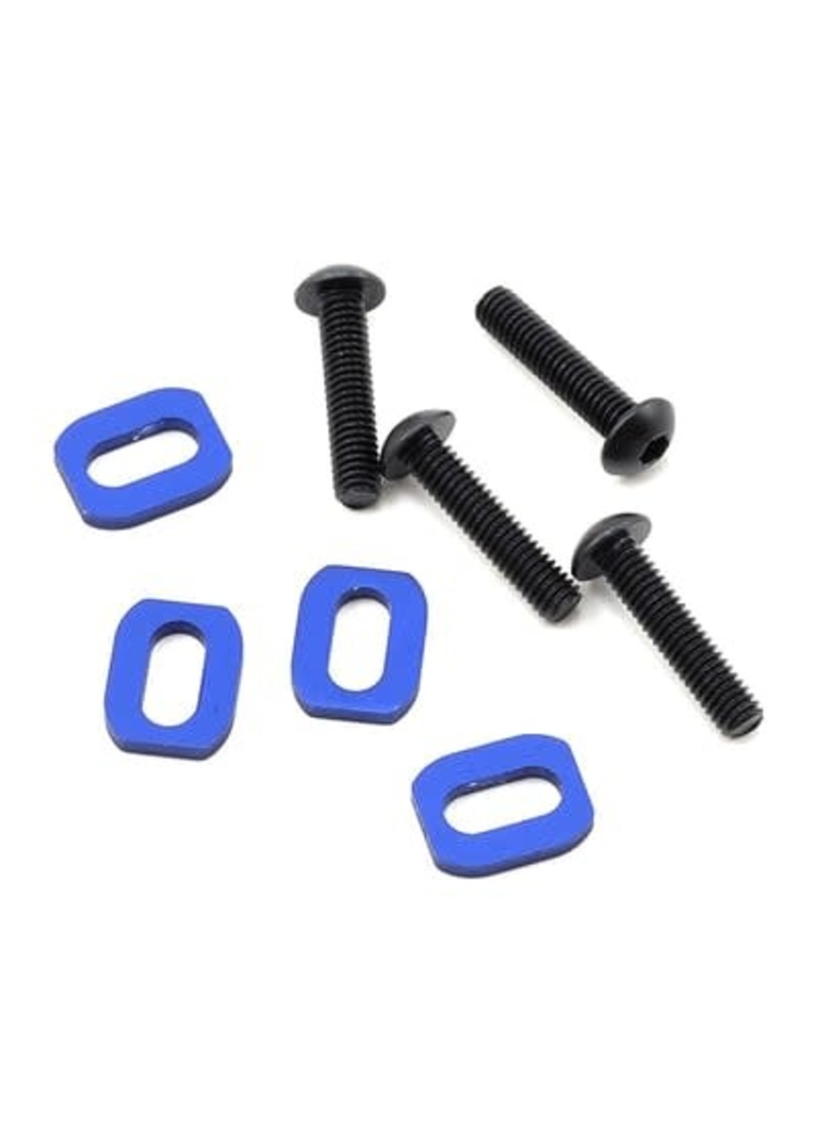 Traxxas 7759 Washers, motor mount, aluminum (blue-anodized) (4)/ 4x18mm BCS (4)