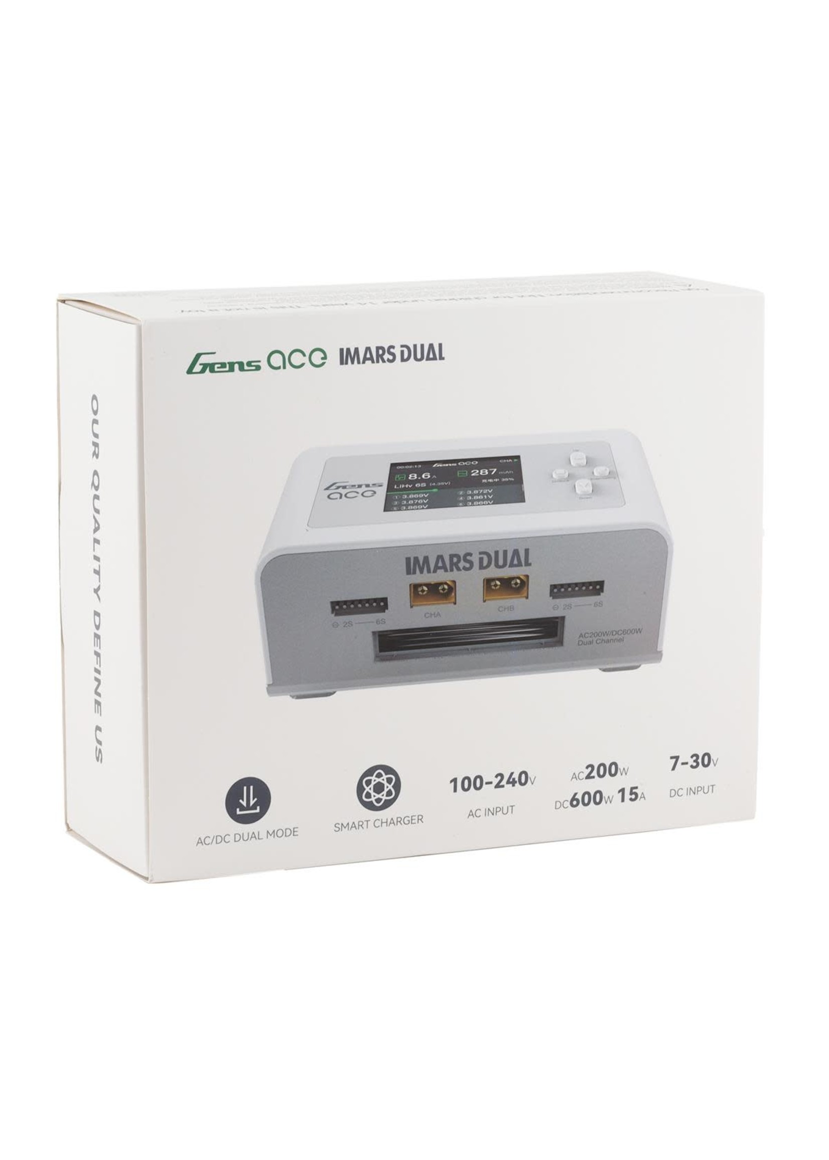 Gens ace GEA200WDUAL-UW Gens Ace IMars Dual Port AC/DC Charger (6S/15A/100W x 2) (White)