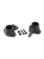 Traxxas Steering blocks, left & right/ steering block arms (aluminum, dark titanium-anodized) (2)/ 3x18mm CS (2)/ M3x0.5mm NL (2)