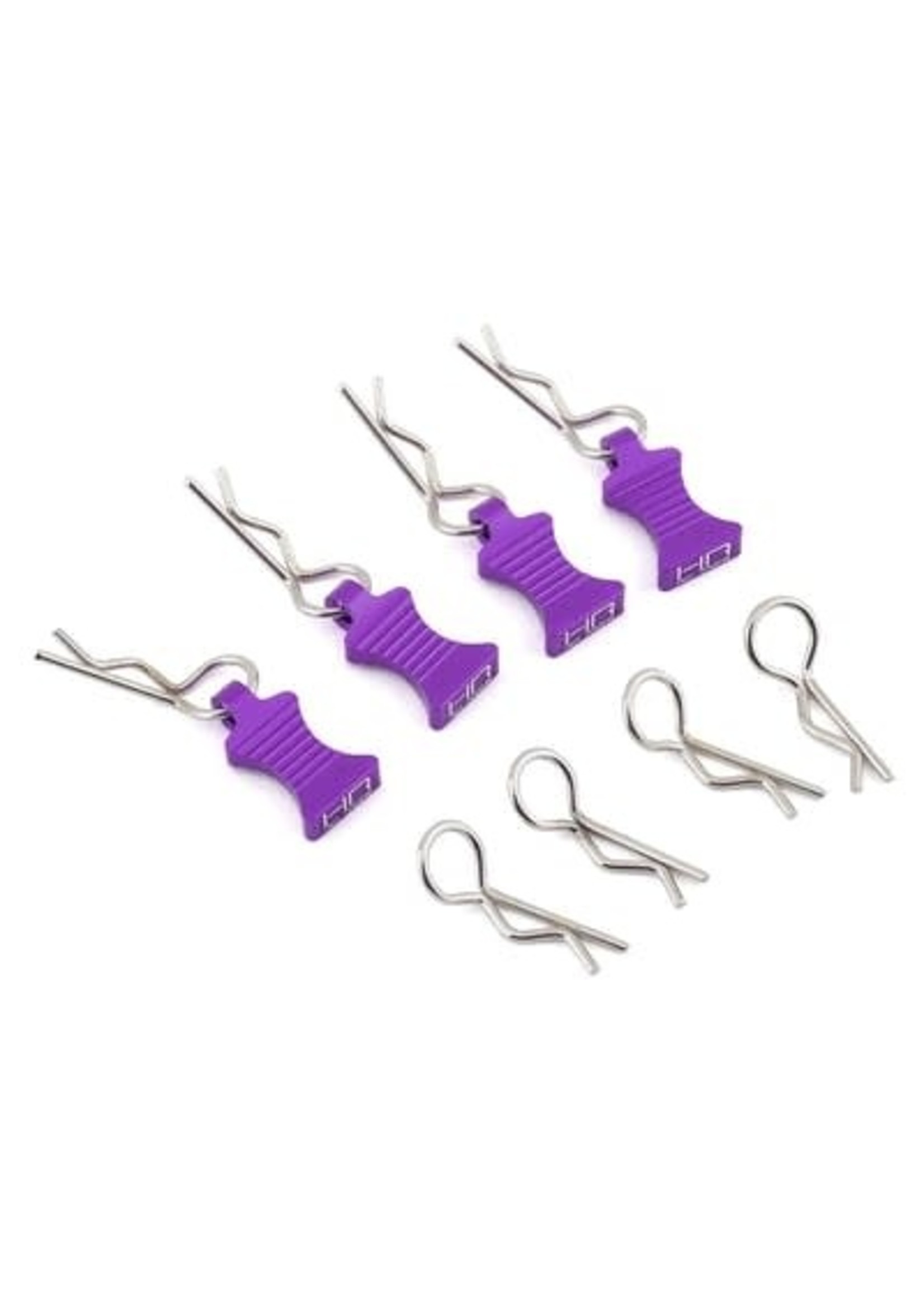 Hot Racing HRAAC03EZ07 Hot Racing 1/10 Aluminum EZ Pulls w/Body Clips (Purple) (4)