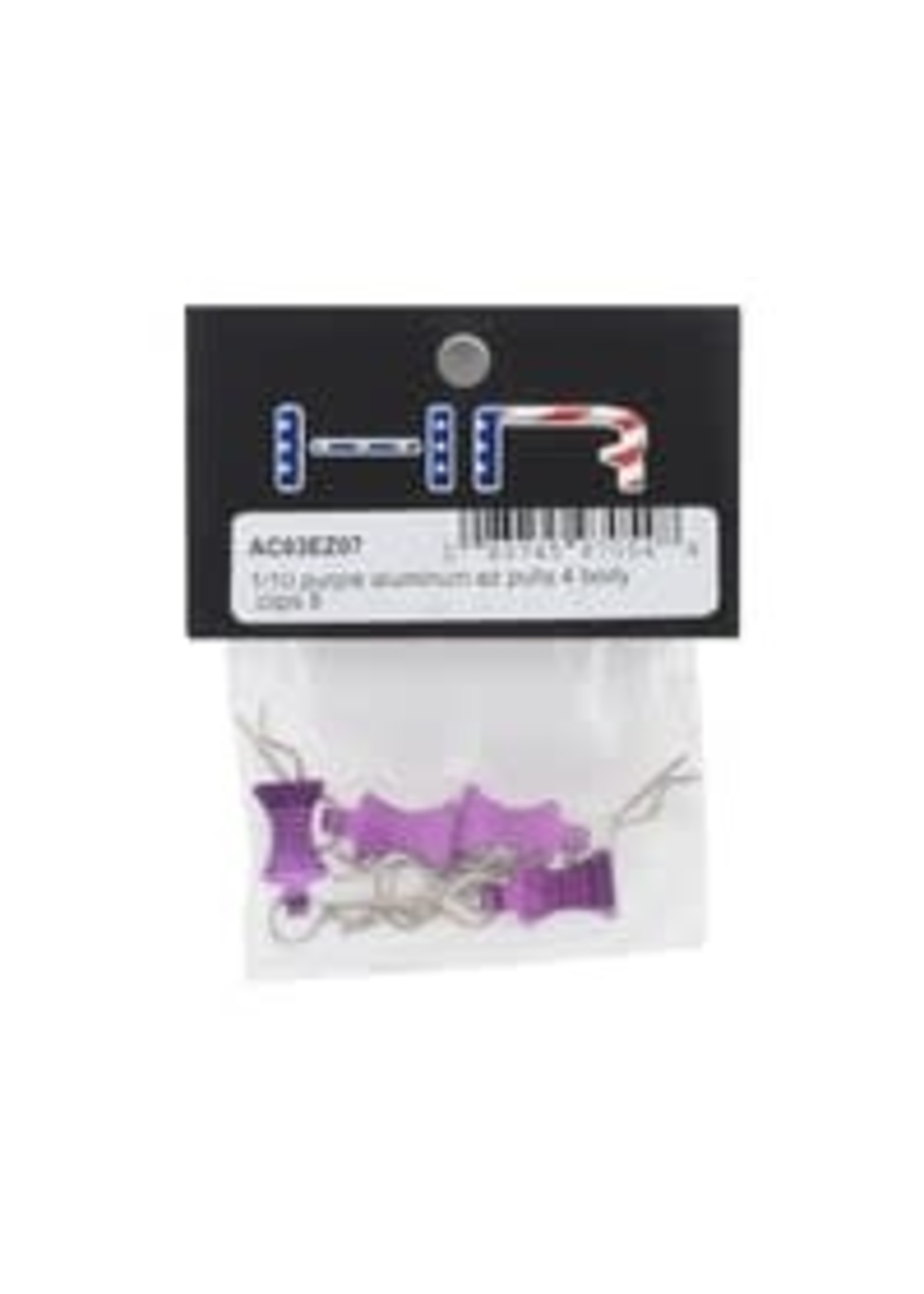 Hot Racing HRAAC03EZ07 Hot Racing 1/10 Aluminum EZ Pulls w/Body Clips (Purple) (4)