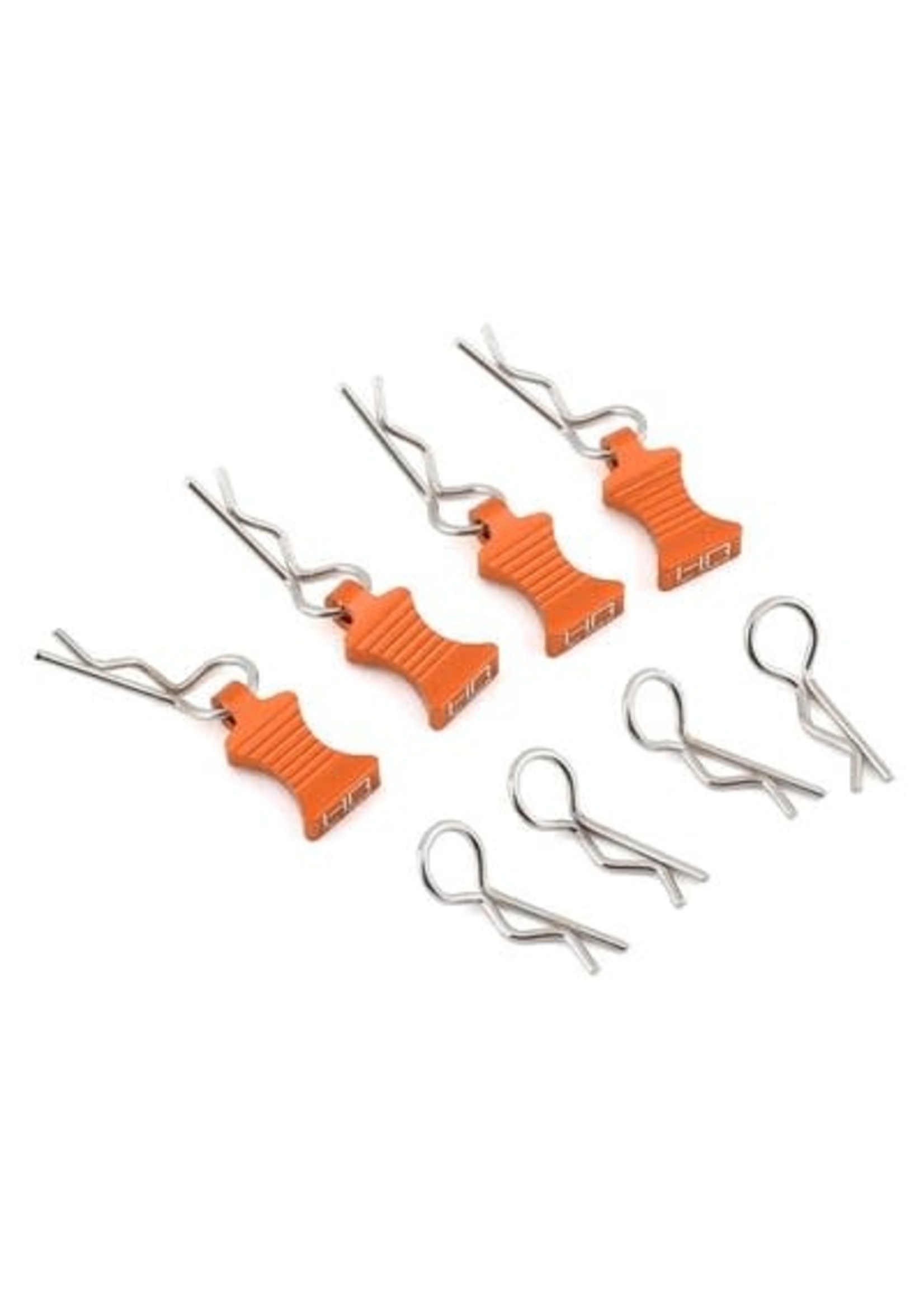 Hot Racing HRAAC03EZ03 Hot Racing 1/10 Aluminum EZ Pulls w/Body Clips (Orange) (4)