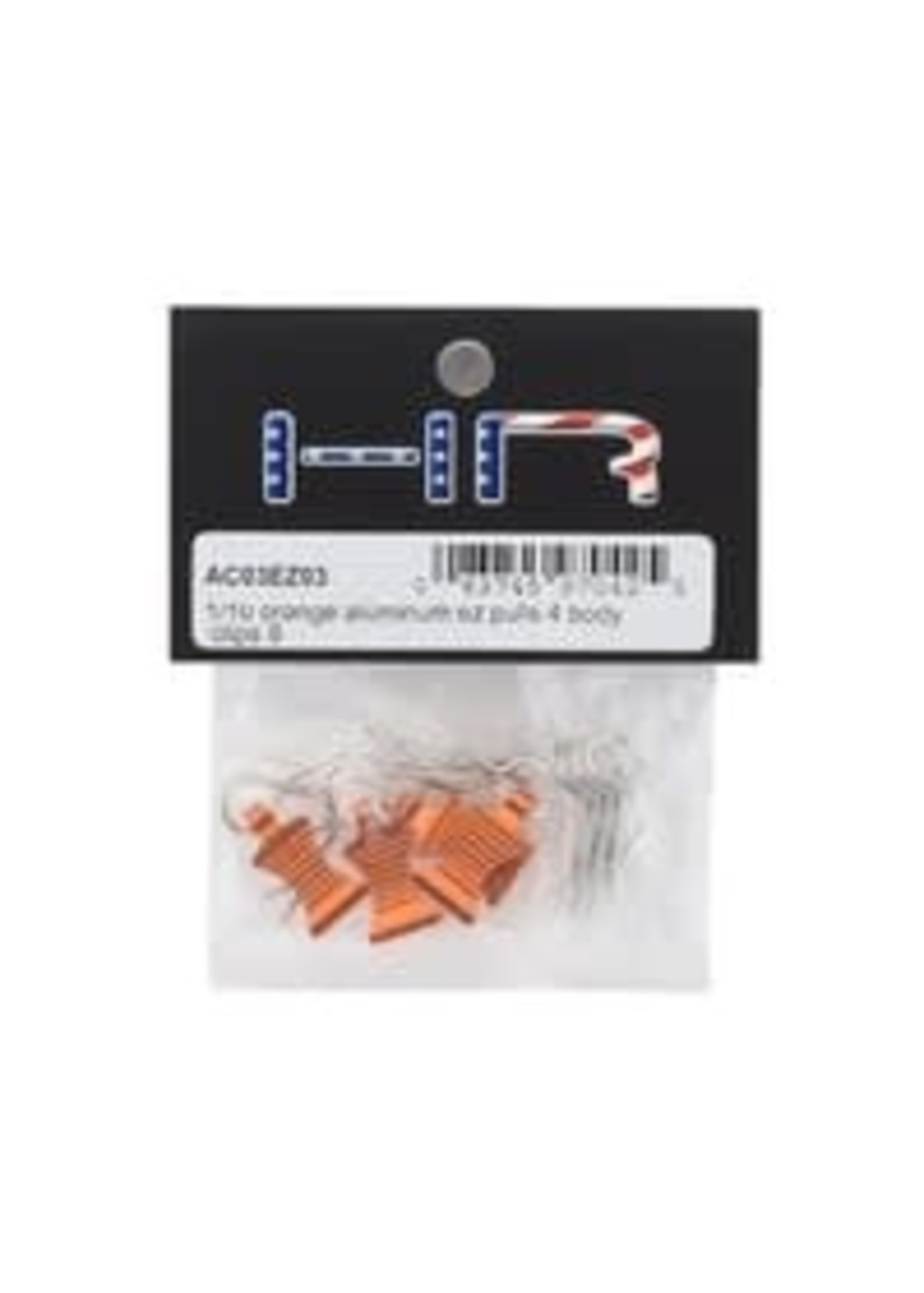 Hot Racing HRAAC03EZ03 Hot Racing 1/10 Aluminum EZ Pulls w/Body Clips (Orange) (4)